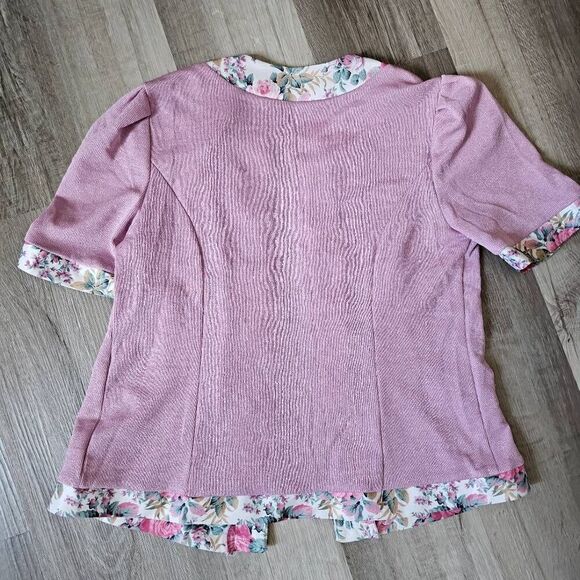 Leni Leni Vintage Made in USA Size 12 Women's Blouse Pink Floral - Picture 3 of 9
